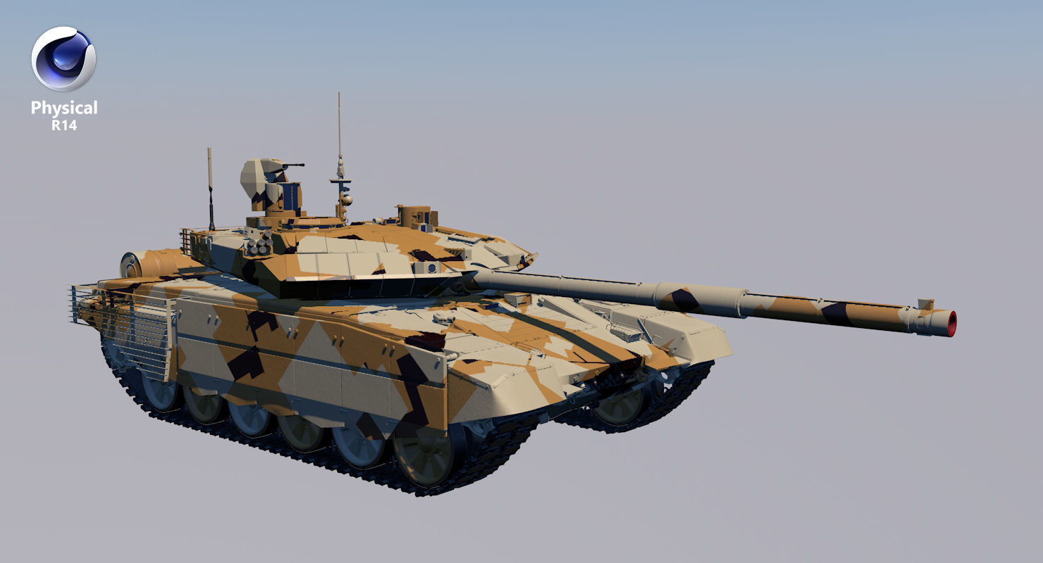 T-90 MS Desert Clean Low-poly 3D model_35