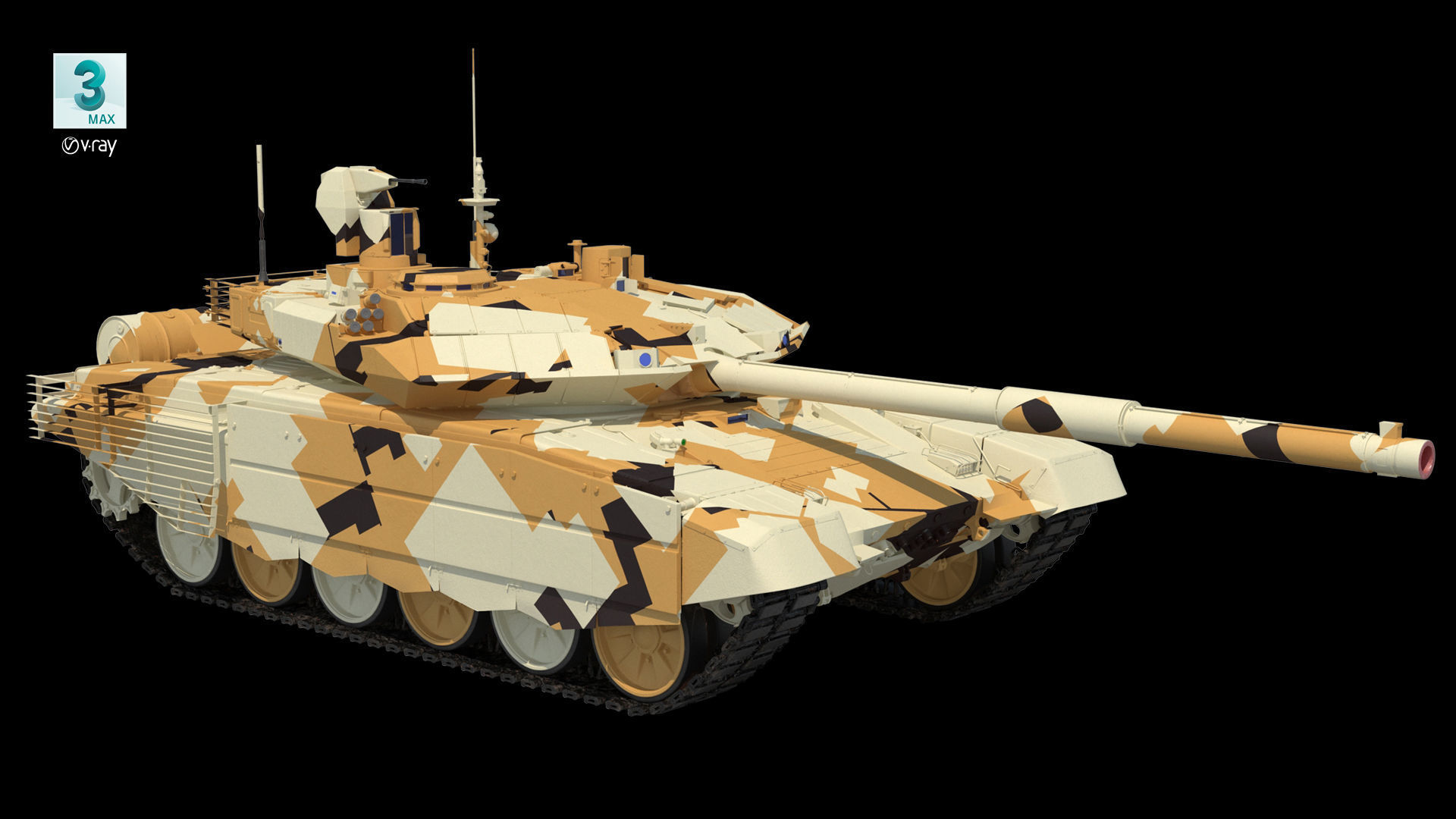 T-90 MS Desert Clean Low-poly 3D model_1