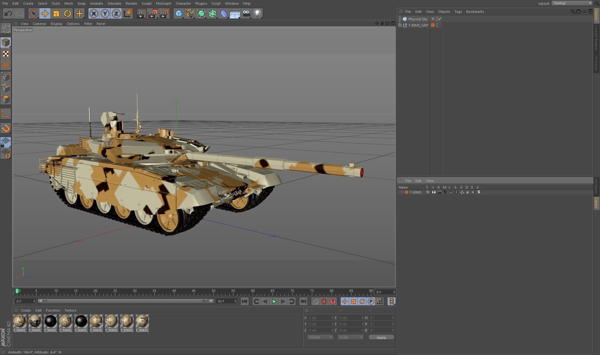 T-90 MS Desert Clean Low-poly 3D model_36