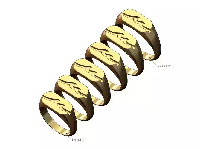 Surfer wave slot shaped signet ring US sizes 5to 10 3D print model