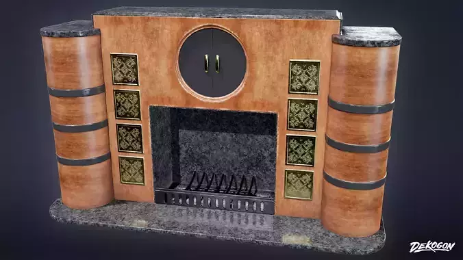 ART DECO - Fireplace 01 - LOW POLY