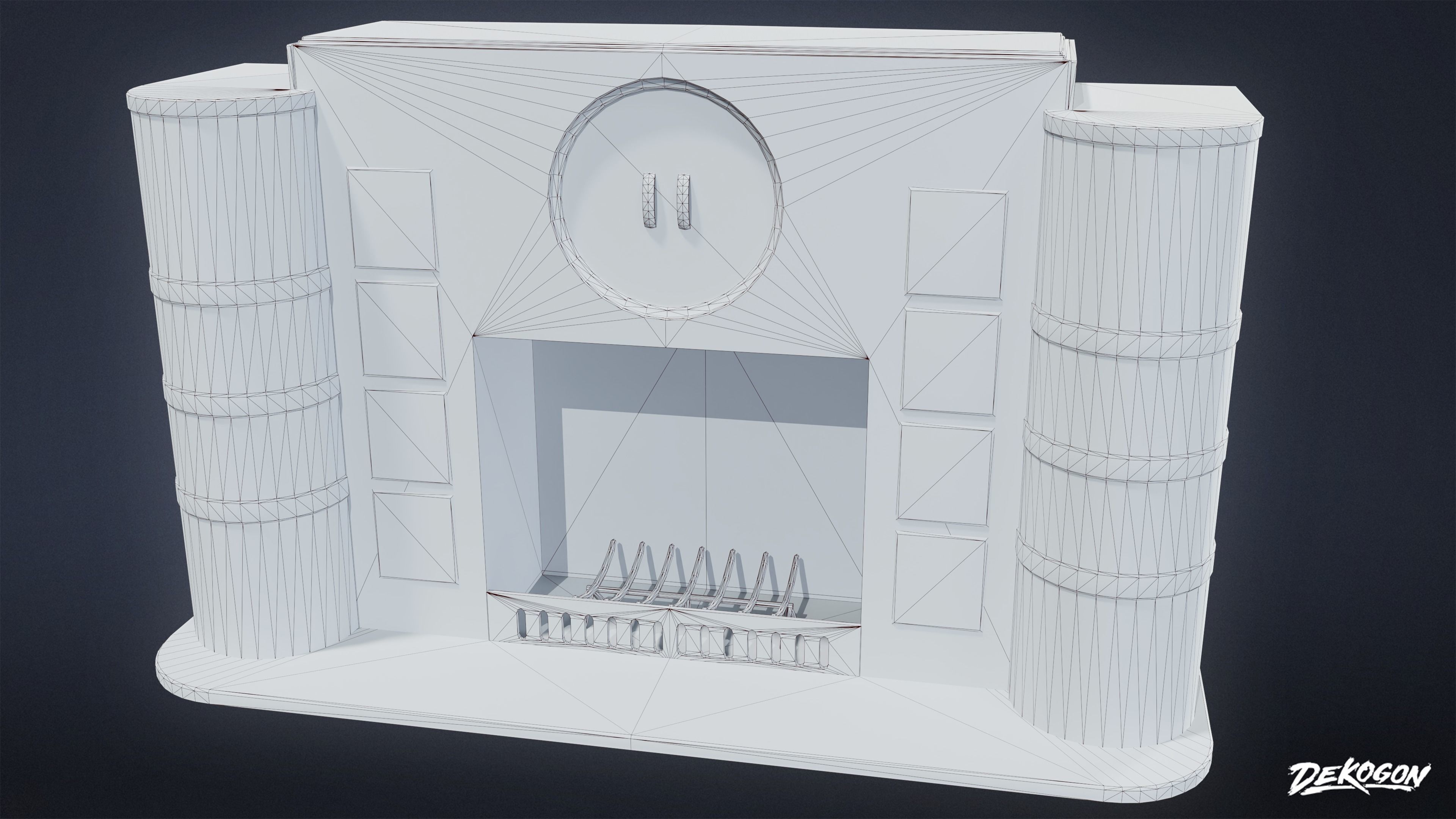 ART DECO - Fireplace 01 - LOW POLY Low-poly 3D model_1