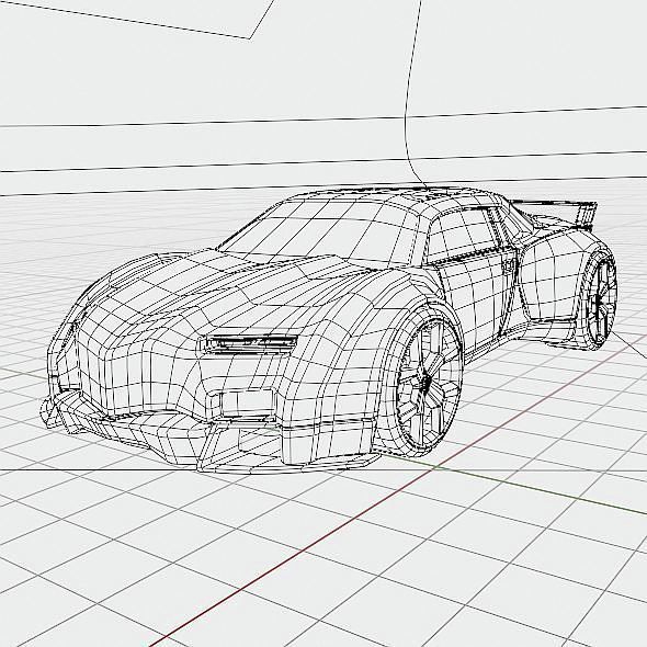 Retrofuturistic concept car 3D model_8