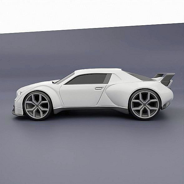 Retrofuturistic concept car 3D model_2