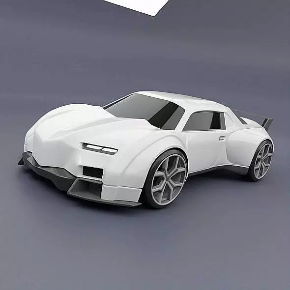 Retrofuturistic concept car 3D model_0