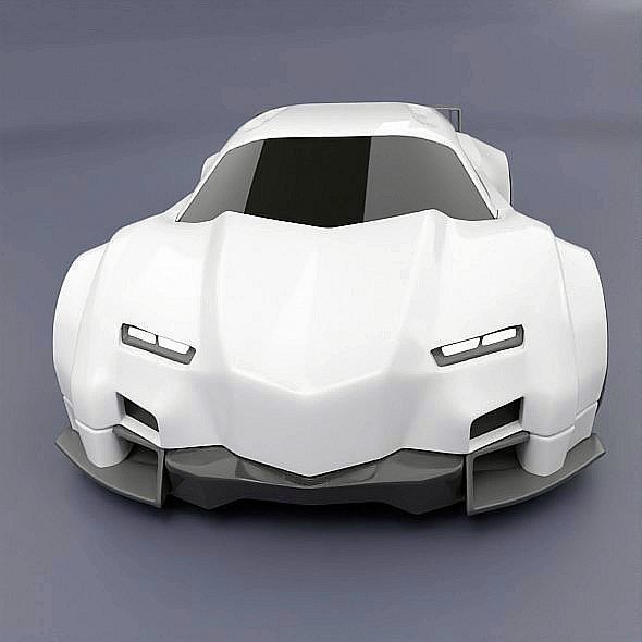 Retrofuturistic concept car 3D model_4