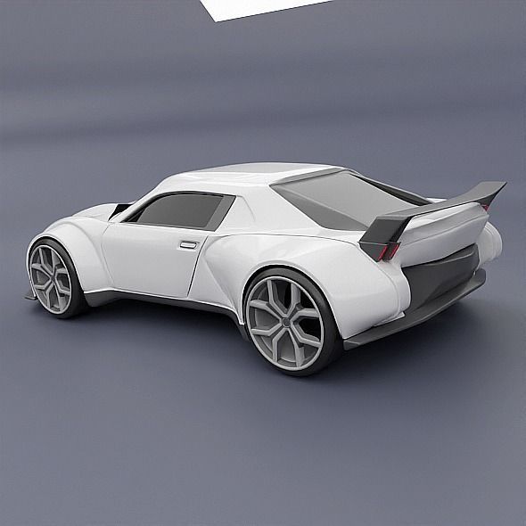 Retrofuturistic concept car 3D model_1