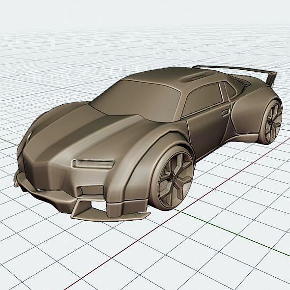 Retrofuturistic concept car 3D model_7