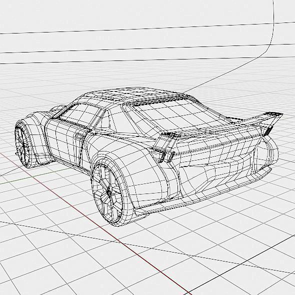 Retrofuturistic concept car 3D model_9