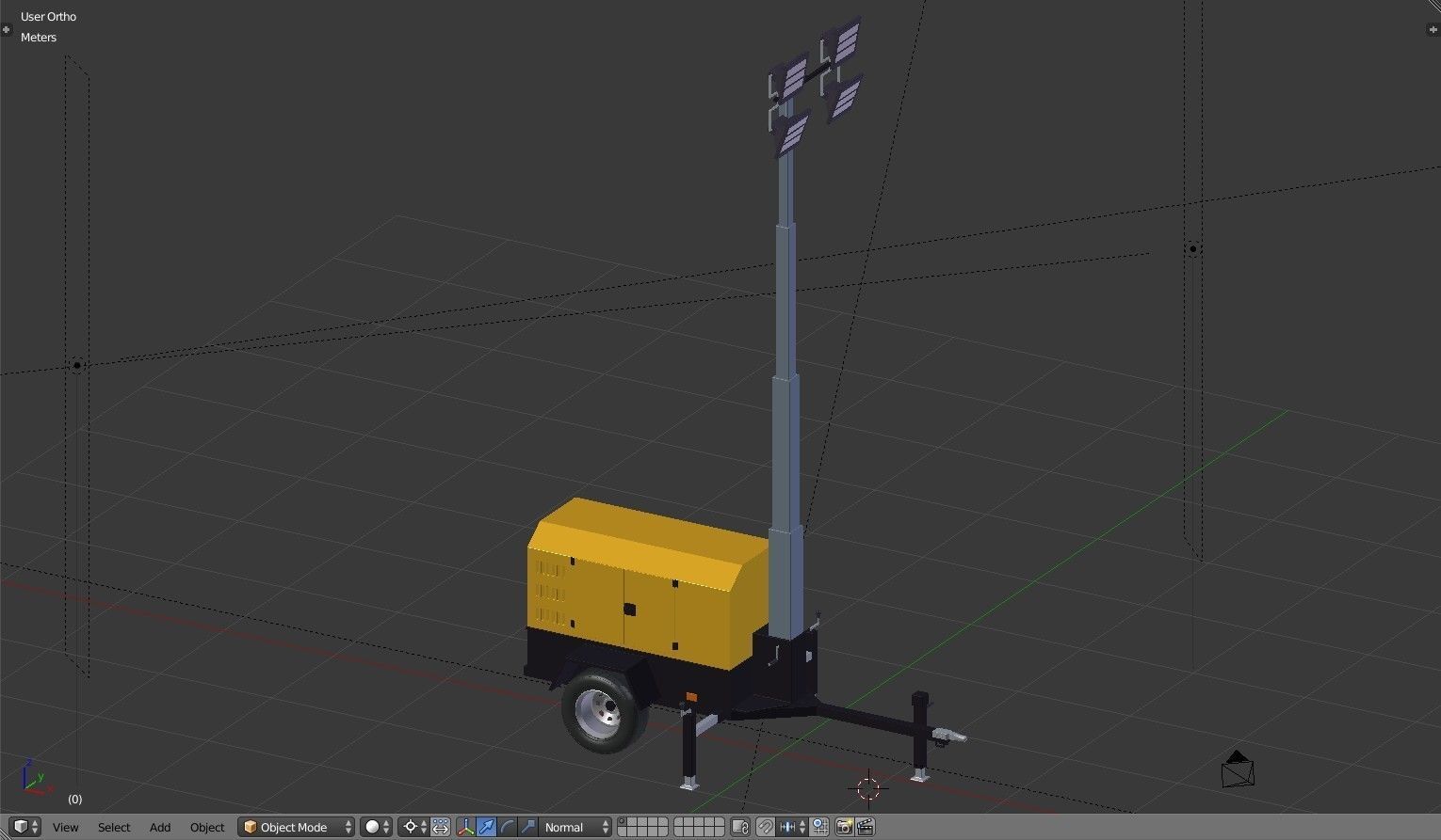 Light Tower Generator - Mobile Lighting 3D model_17
