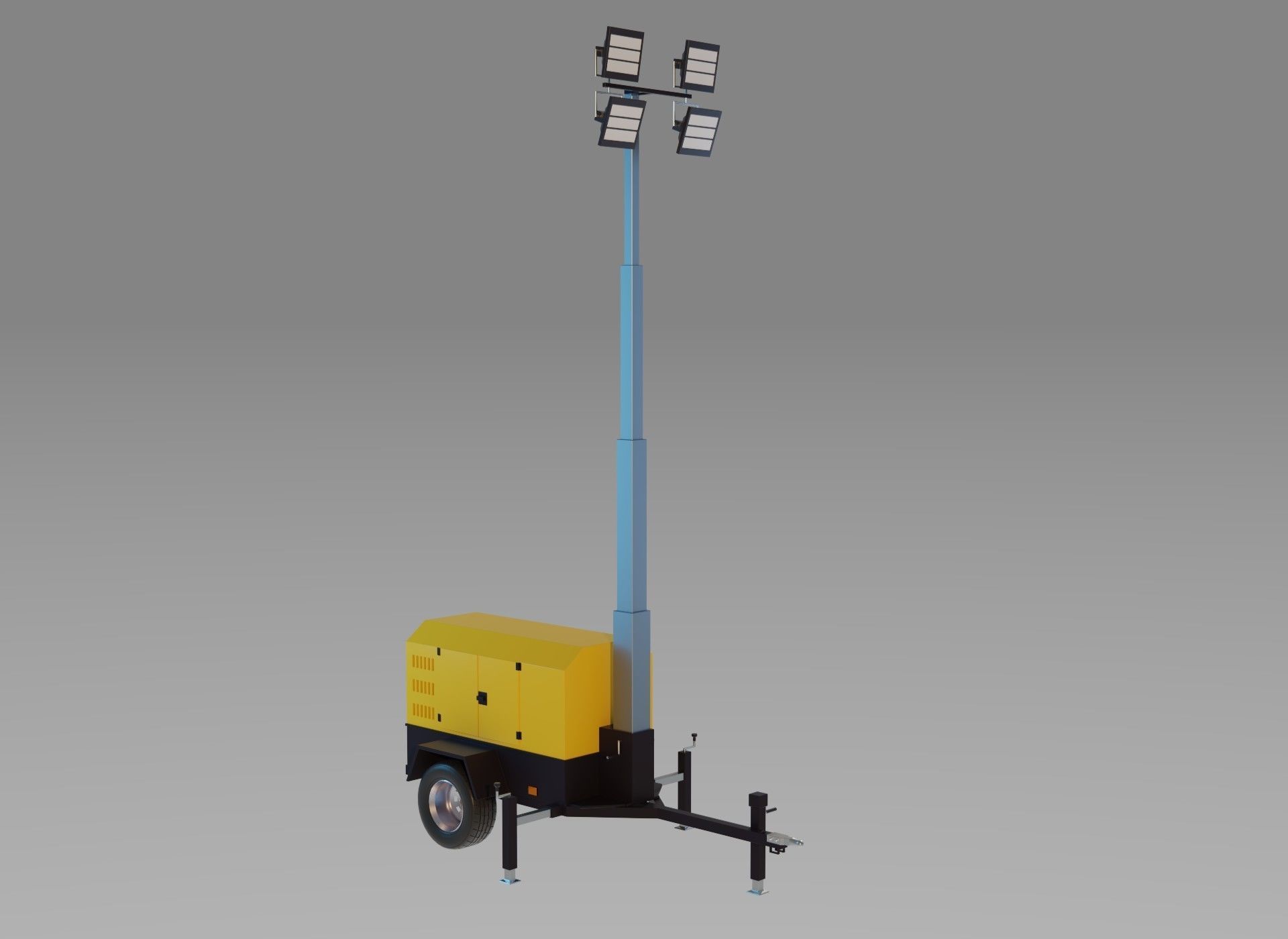 Light Tower Generator - Mobile Lighting 3D model_9