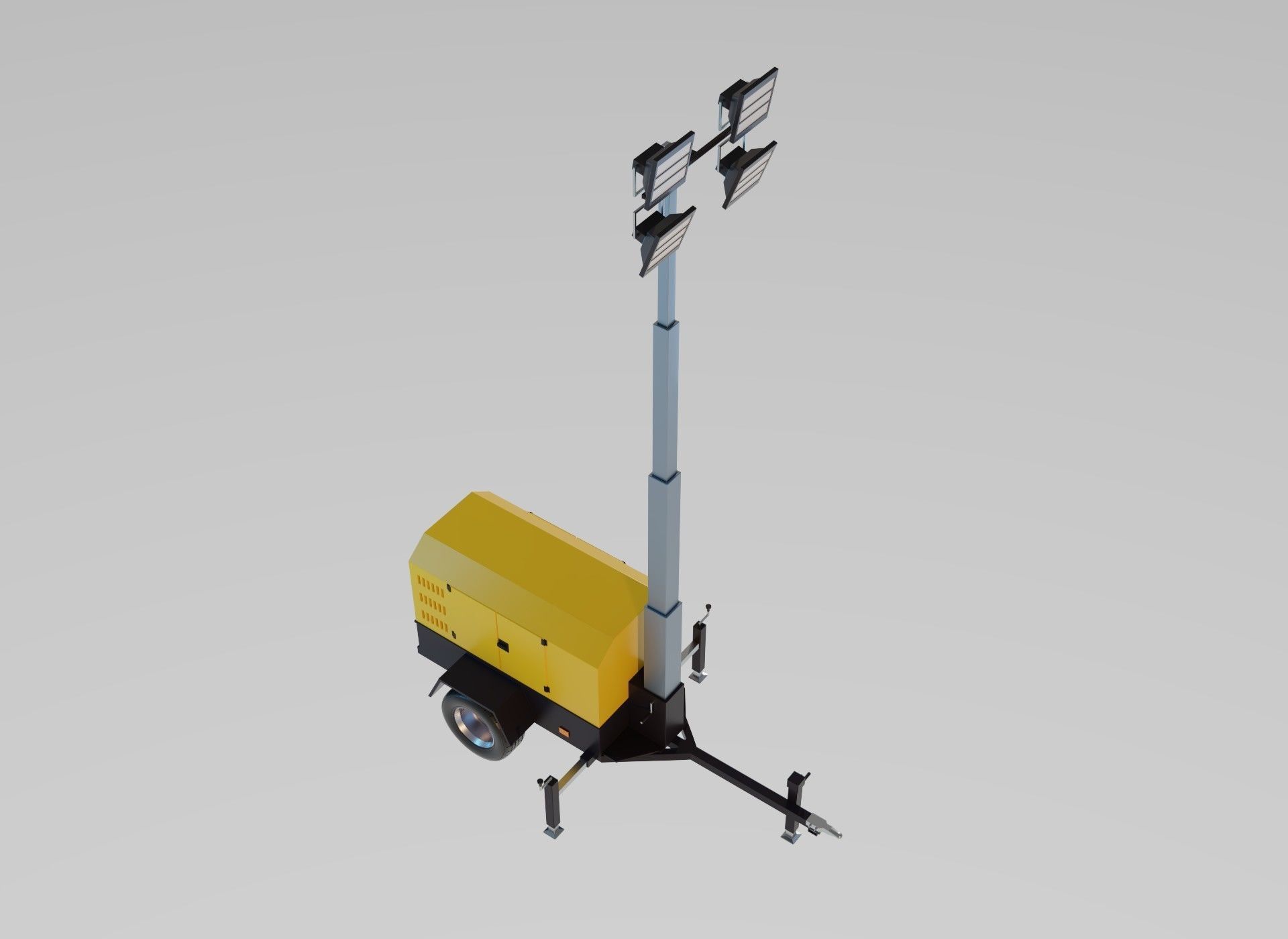 Light Tower Generator - Mobile Lighting 3D model_11