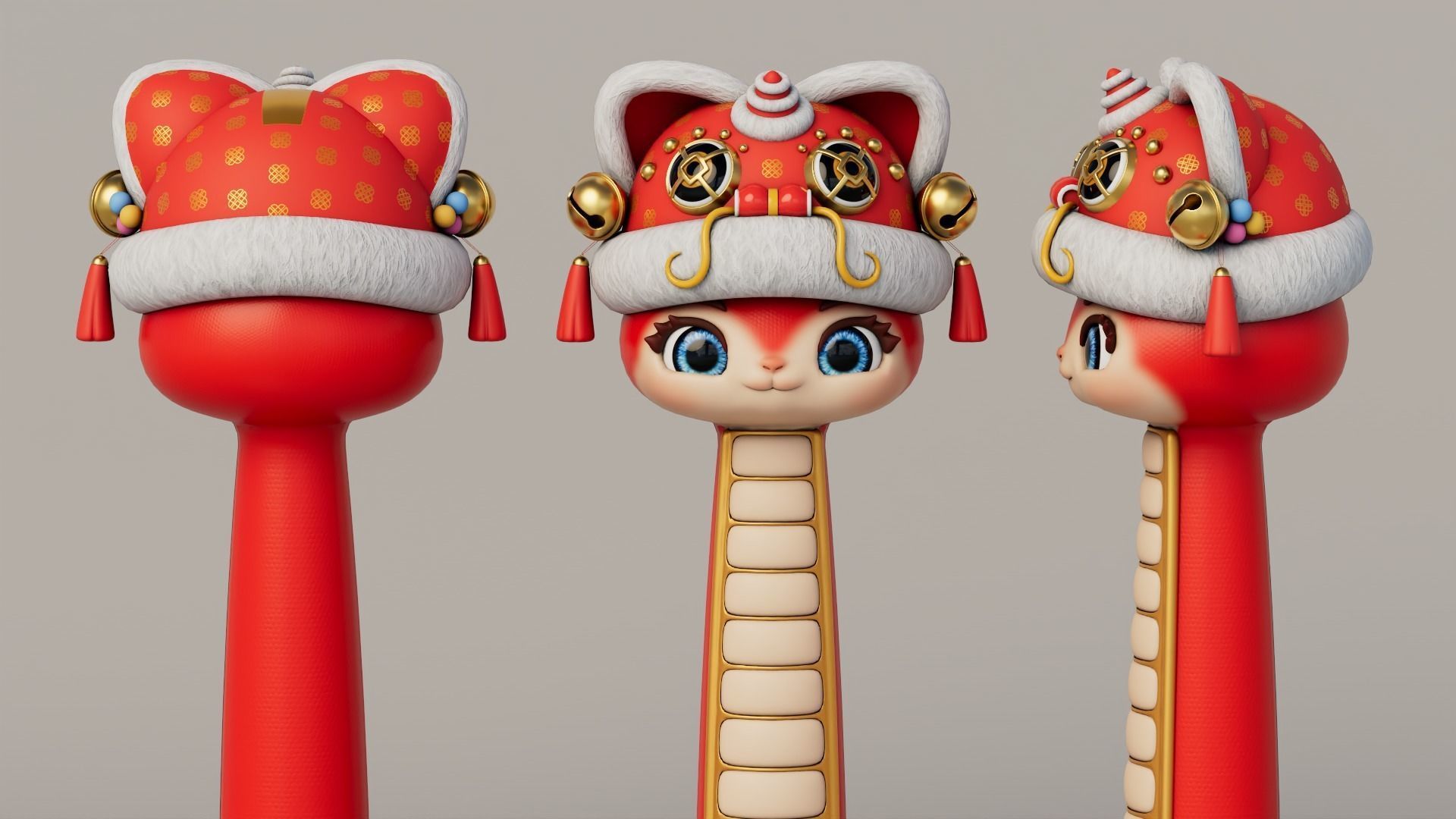 Rigged Cartoon Snake 3D model_4