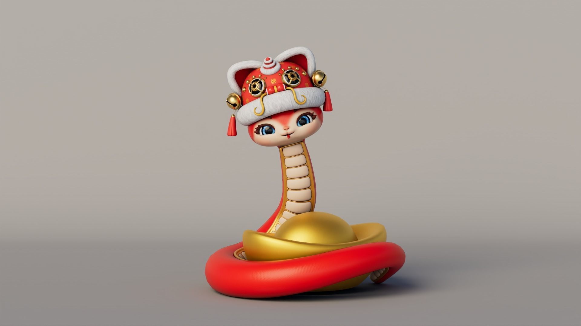 Rigged Cartoon Snake 3D model_1