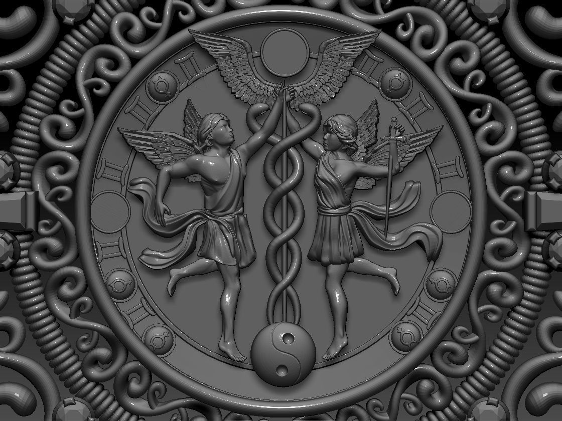 GEMINI ZODIAC ROUND Horoscope pendant 3d Print Model 3D print model_1