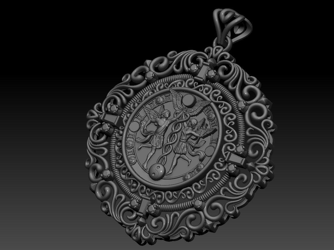 GEMINI ZODIAC ROUND Horoscope pendant 3d Print Model 3D print model_8