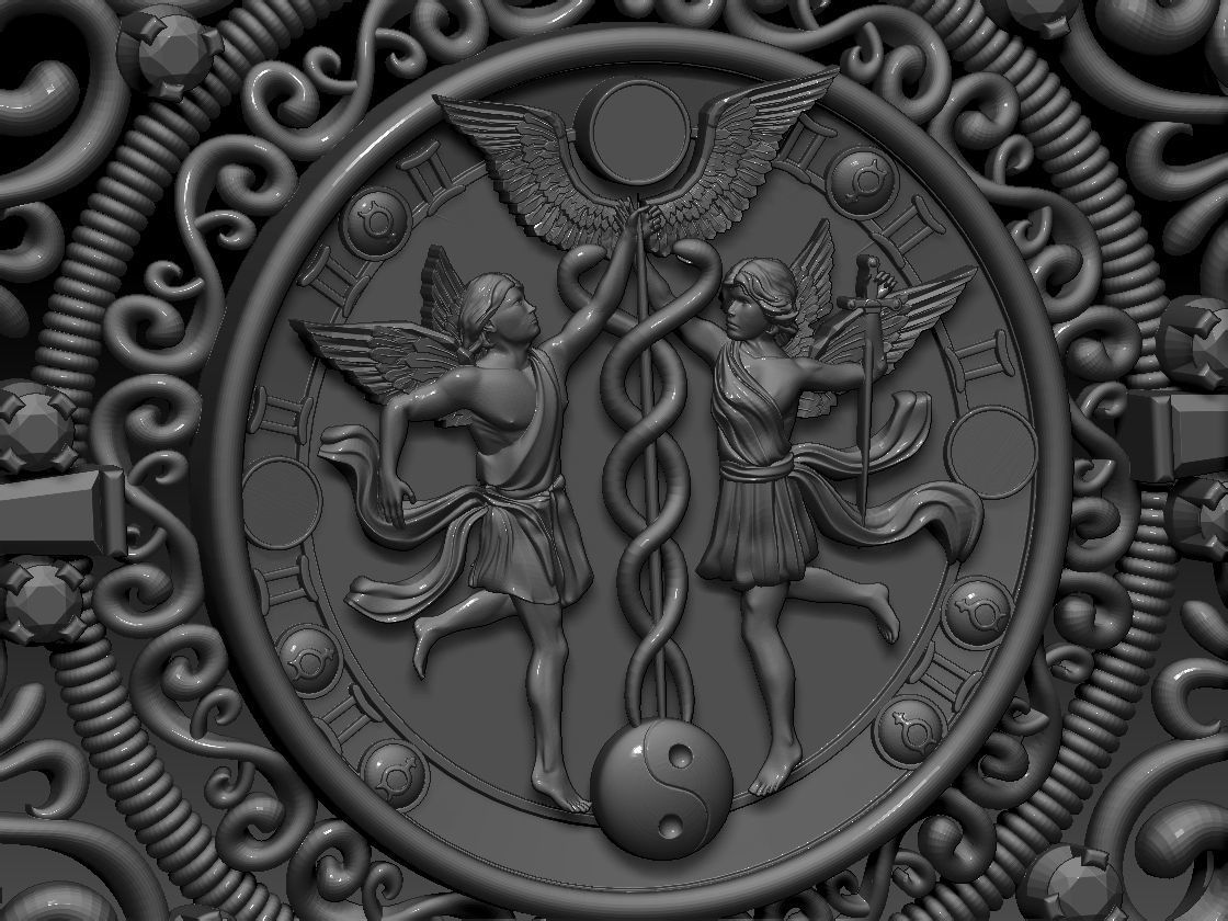 GEMINI ZODIAC ROUND Horoscope pendant 3d Print Model 3D print model_5