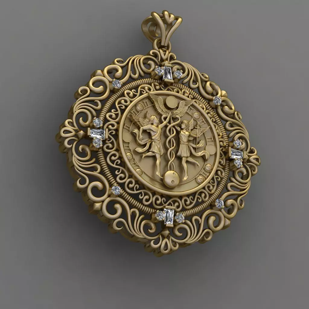 GEMINI ZODIAC ROUND Horoscope pendant 3d Print Model 3D print model_0