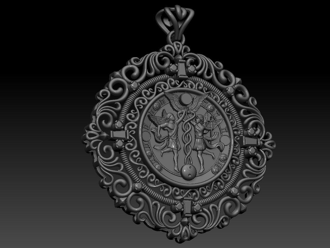 GEMINI ZODIAC ROUND Horoscope pendant 3d Print Model 3D print model_2