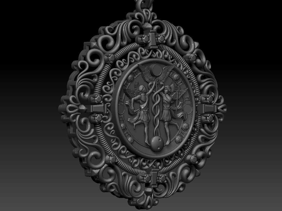 GEMINI ZODIAC ROUND Horoscope pendant 3d Print Model 3D print model_7