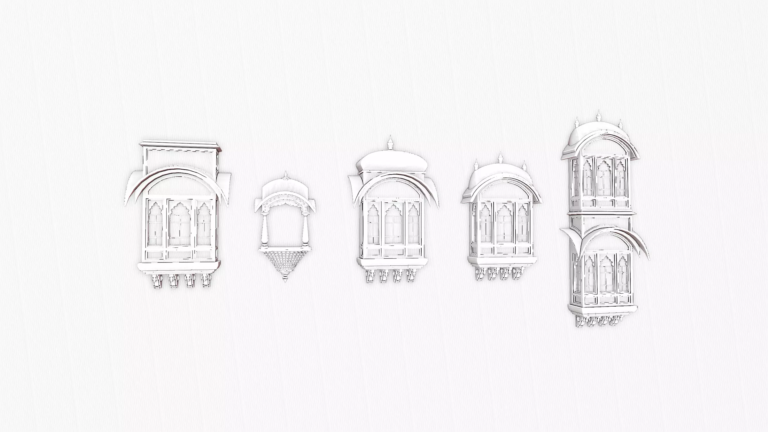 indian jodhpuri stone jharokha Low-poly 3D model_0