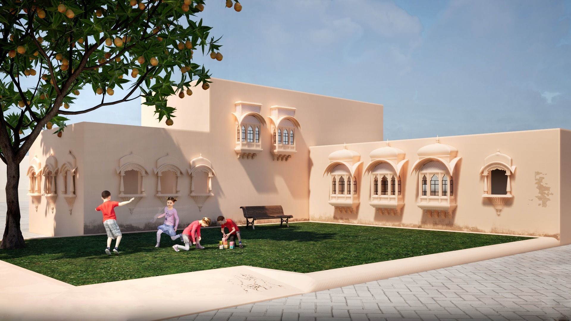 indian jodhpuri stone jharokha Low-poly 3D model_3