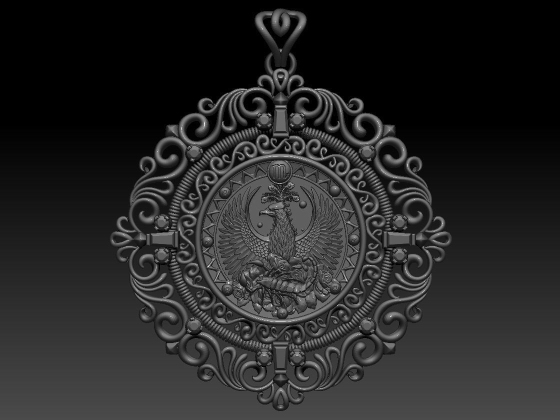 Zodiac sign Scorpio Horoscope pendant  Print Model  3D print model_3