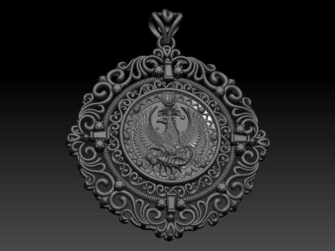 Zodiac sign Scorpio Horoscope pendant  Print Model  3D print model_1