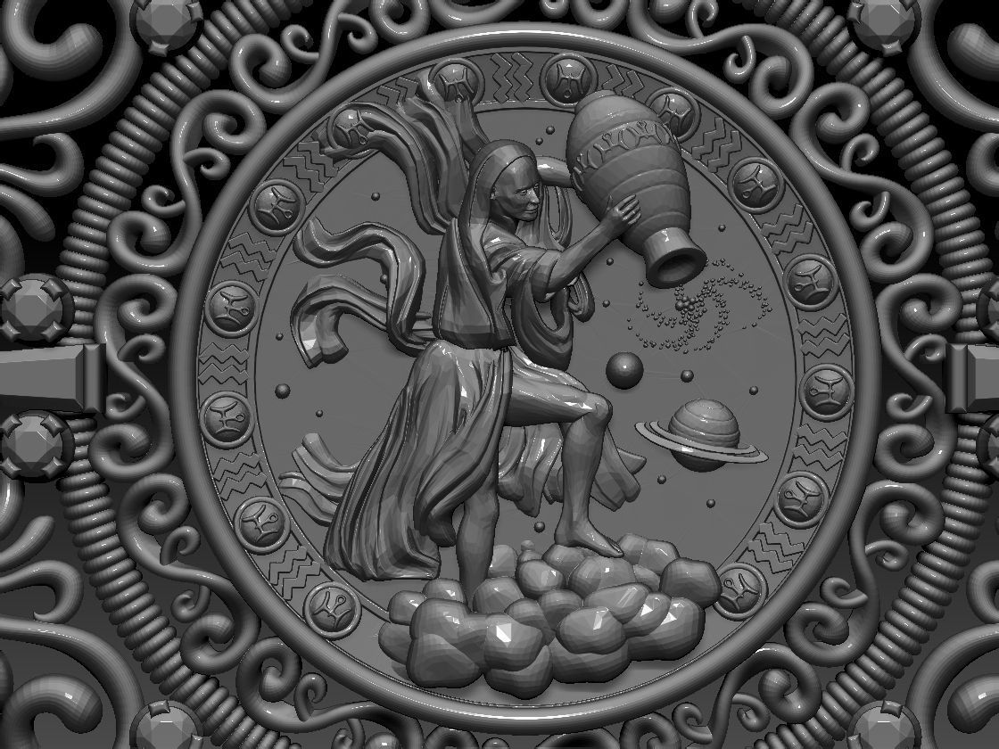 Zodiac sign Aquarius Horoscope pendant 3d Print Model 3D print model_13