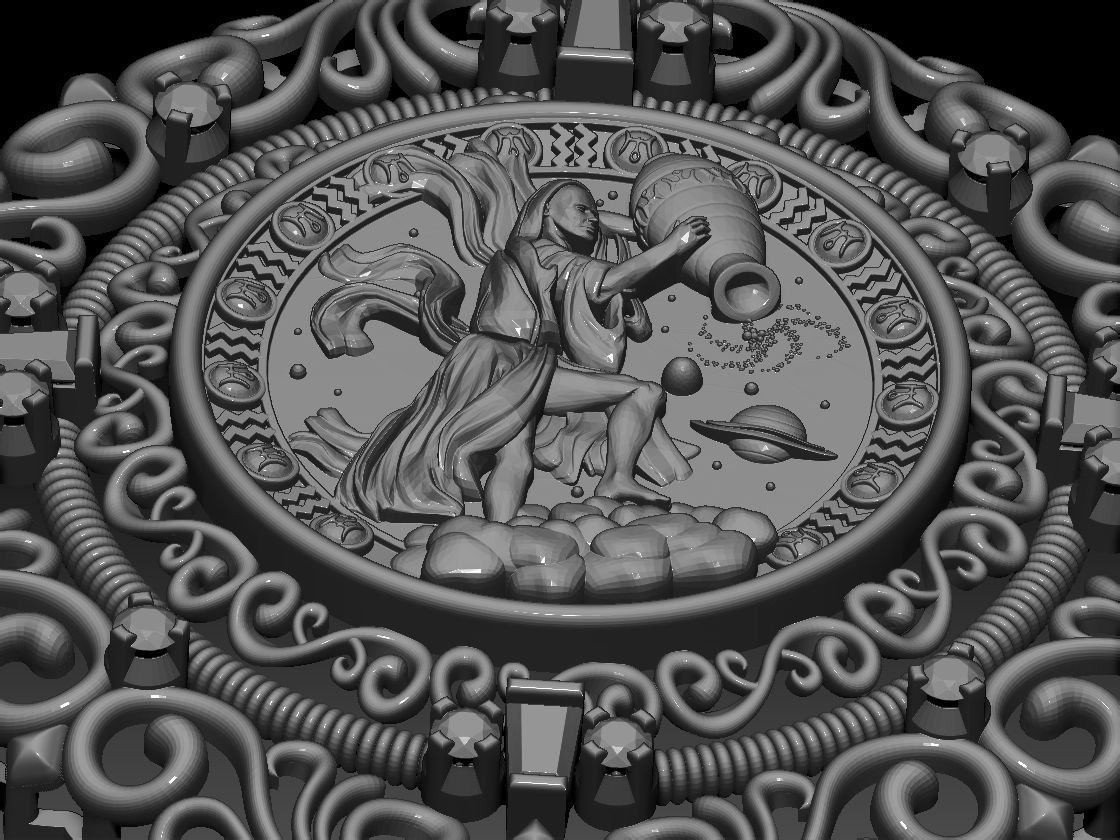 Zodiac sign Aquarius Horoscope pendant 3d Print Model 3D print model_2