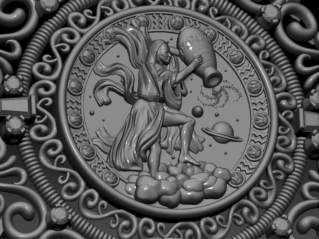 Zodiac sign Aquarius Horoscope pendant 3d Print Model 3D print model_10