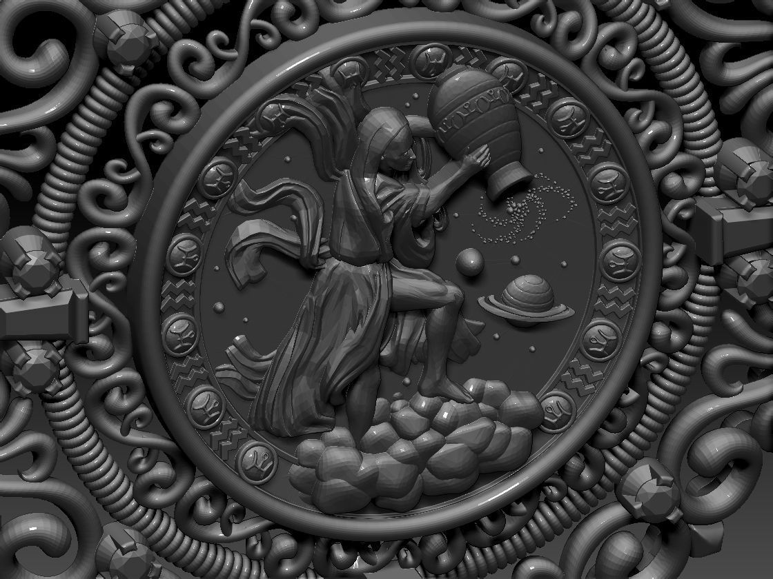 Zodiac sign Aquarius Horoscope pendant 3d Print Model 3D print model_5