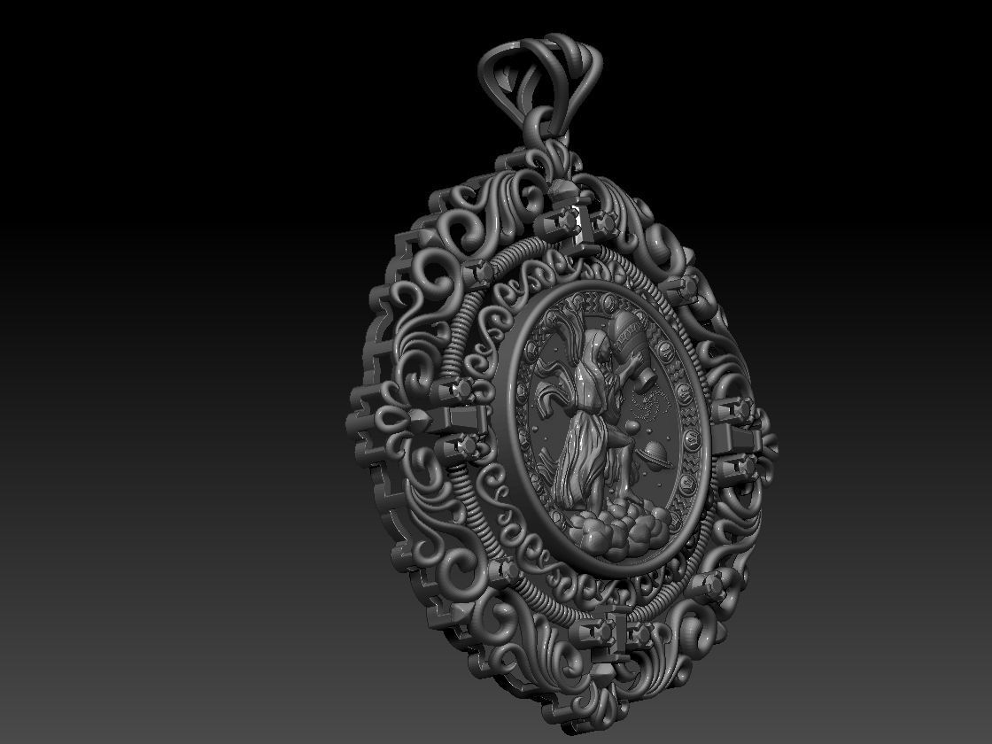 Zodiac sign Aquarius Horoscope pendant 3d Print Model 3D print model_8