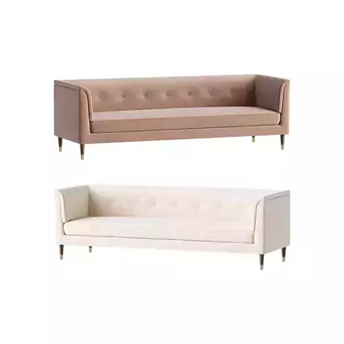 TUFTED CREAM WHITE VELVET SOFA