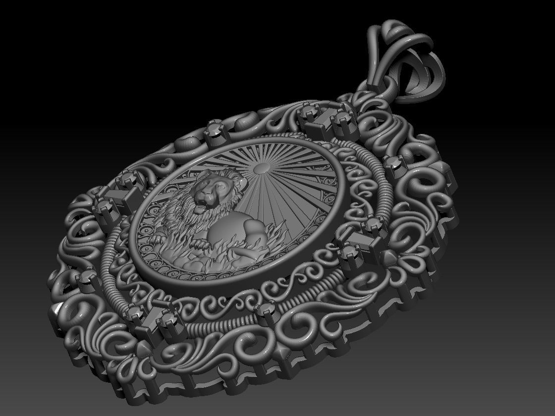 Zodiac sign Lion Horoscope pendant 3d Print Model 3D print model_37