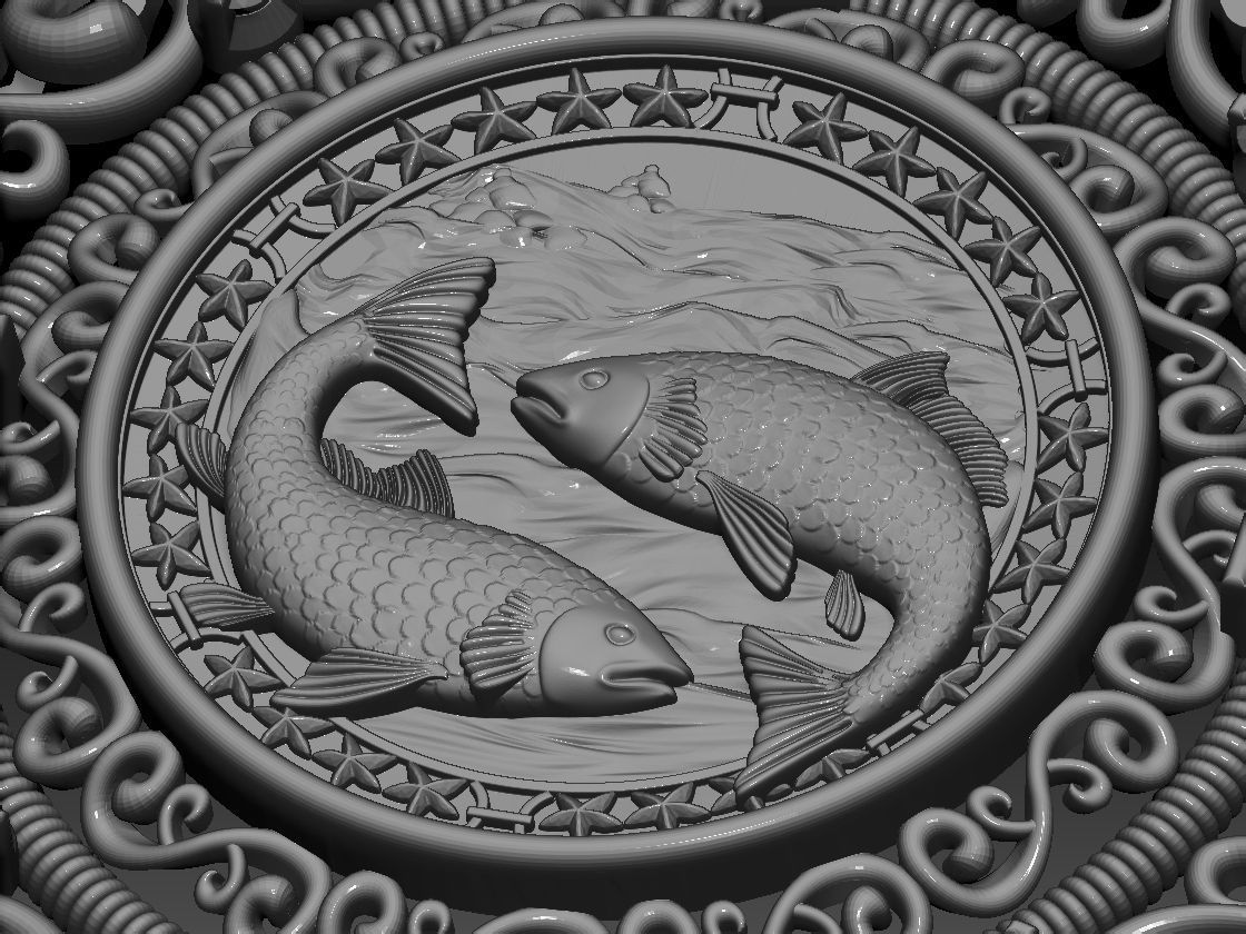 Zodiac sign Fishes Horoscope pendant 3d Print Model 3D print model_1