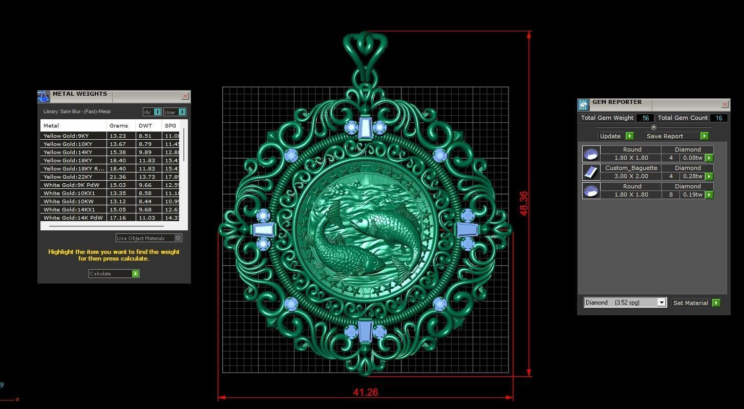 Zodiac sign Fishes Horoscope pendant 3d Print Model 3D print model_14