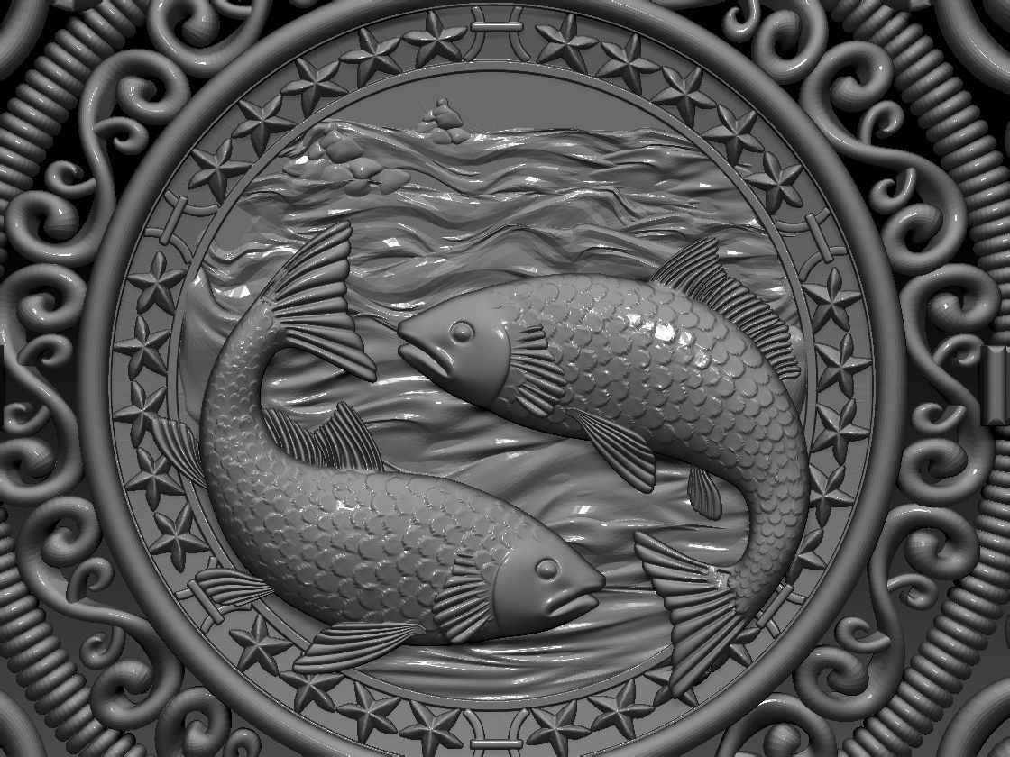 Zodiac sign Fishes Horoscope pendant 3d Print Model 3D print model_3