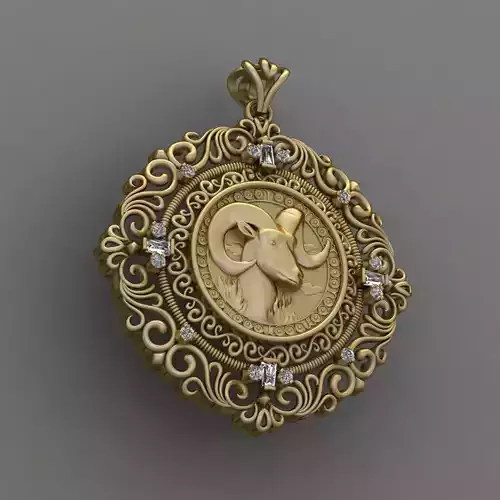 Zodiac sign Aries pendant 3d print Model 3D print model 3D print model