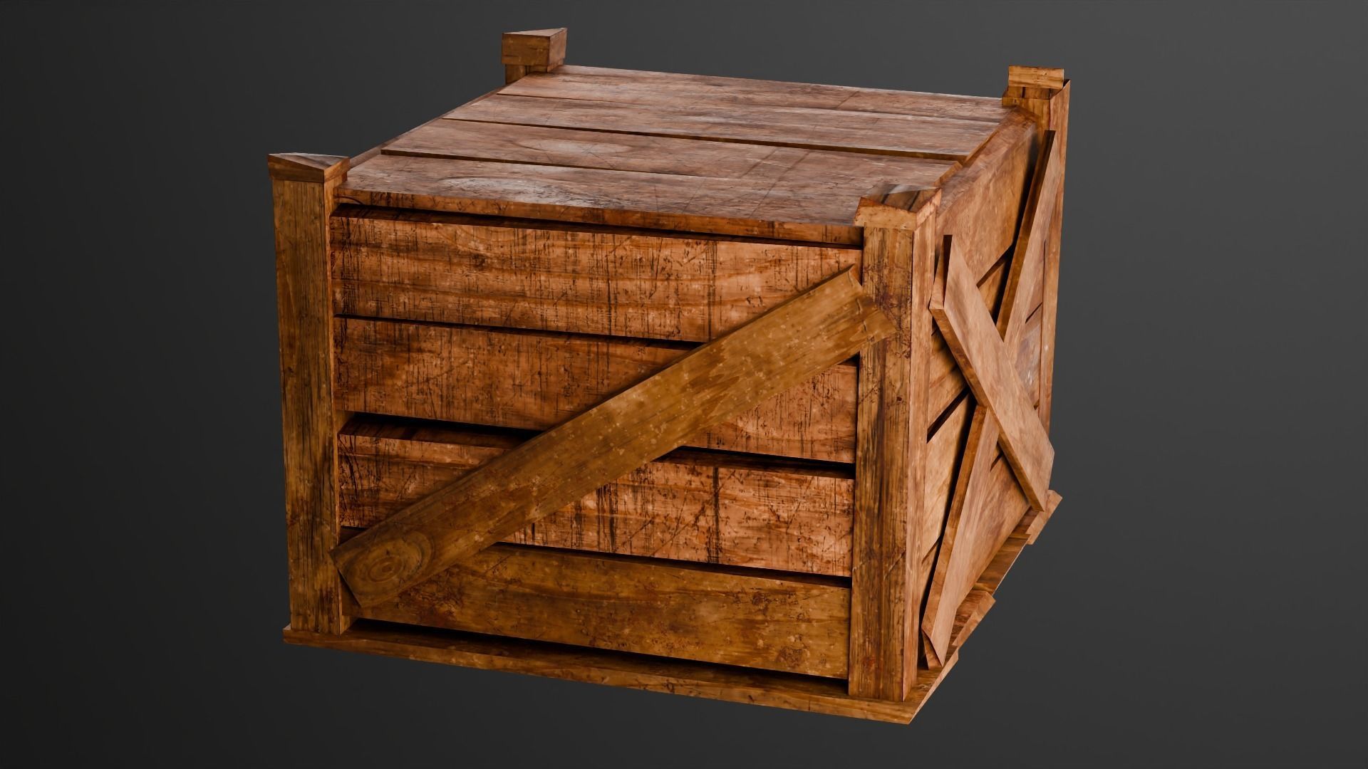 Wooden crate box Game Assets item6 3D model_5