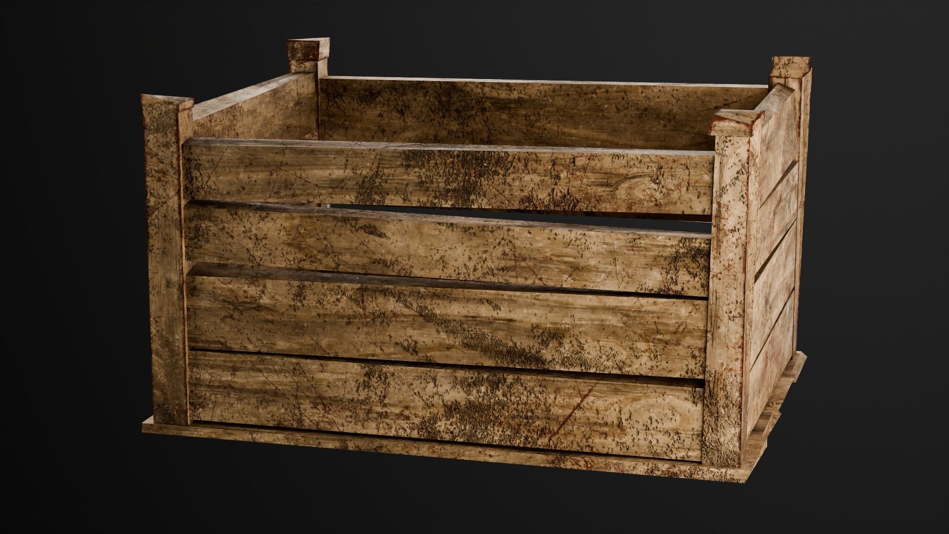 Wooden crate box Game Assets item6 3D model_2