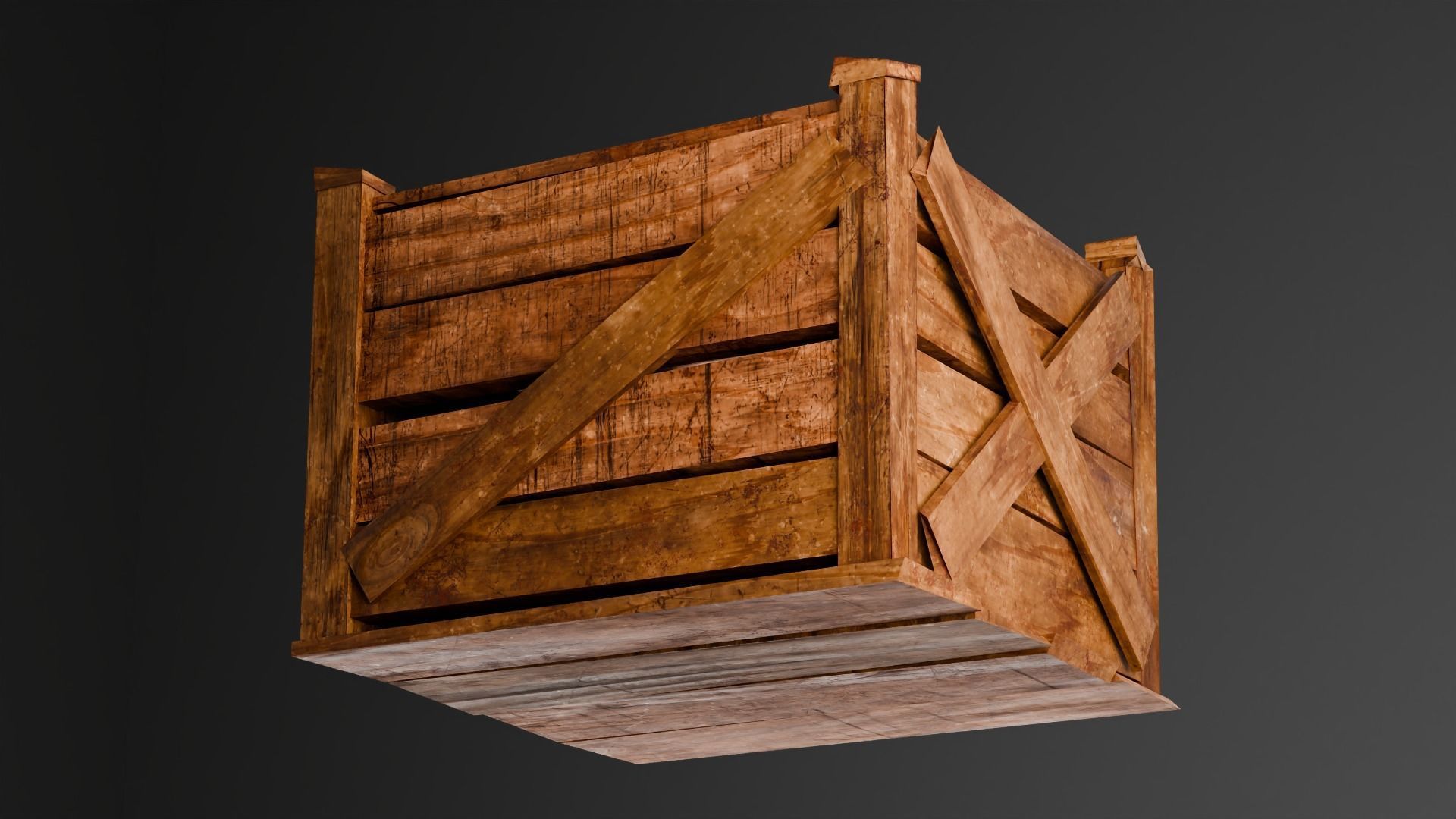 Wooden crate box Game Assets item6 3D model_7