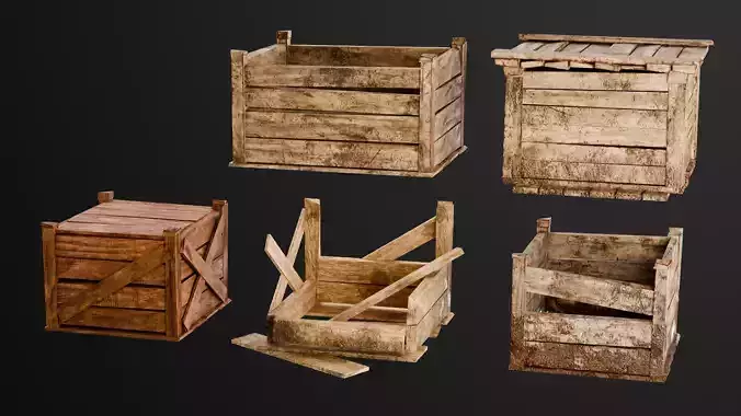 Wooden crate box Game Assets item6