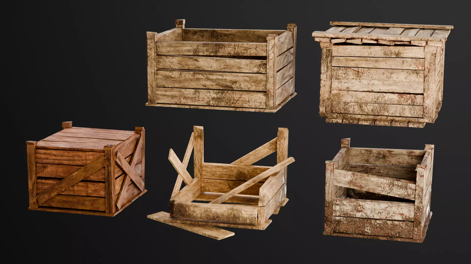 Wooden crate box Game Assets item6 3D model_0