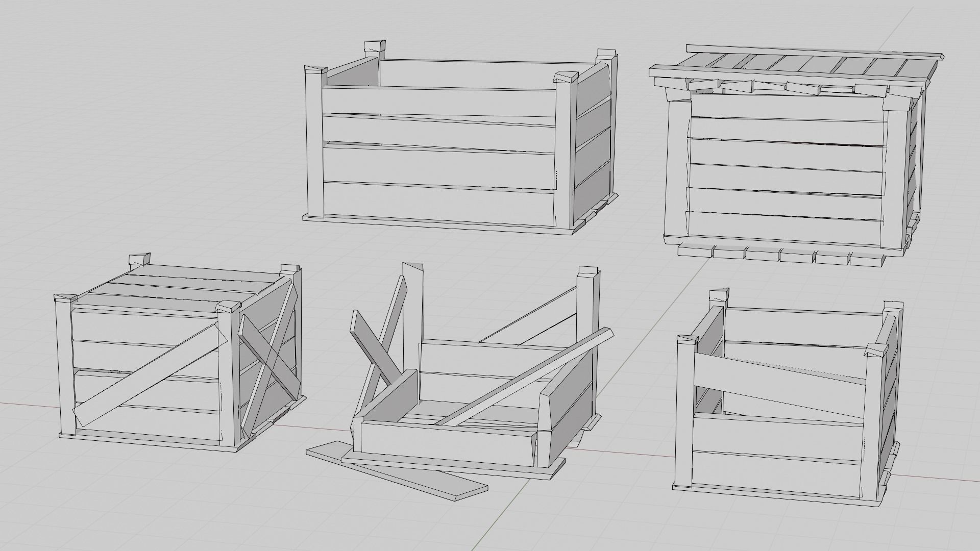 Wooden crate box Game Assets item6 3D model_16