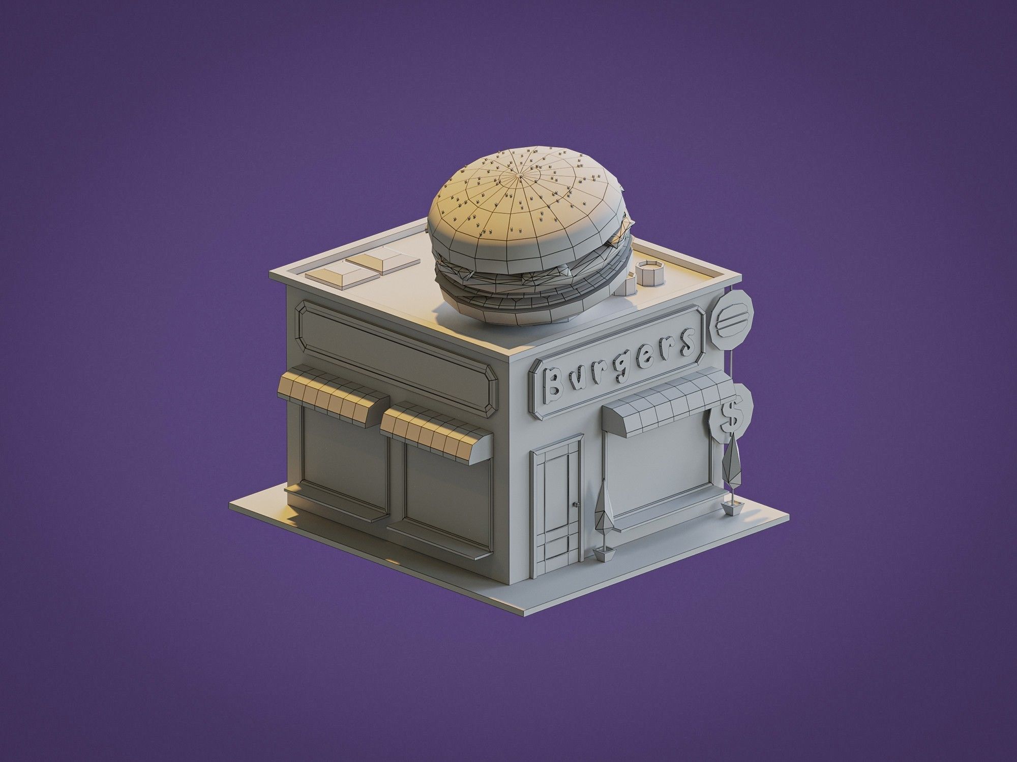 Burger Shop Low-poly 3D model_3