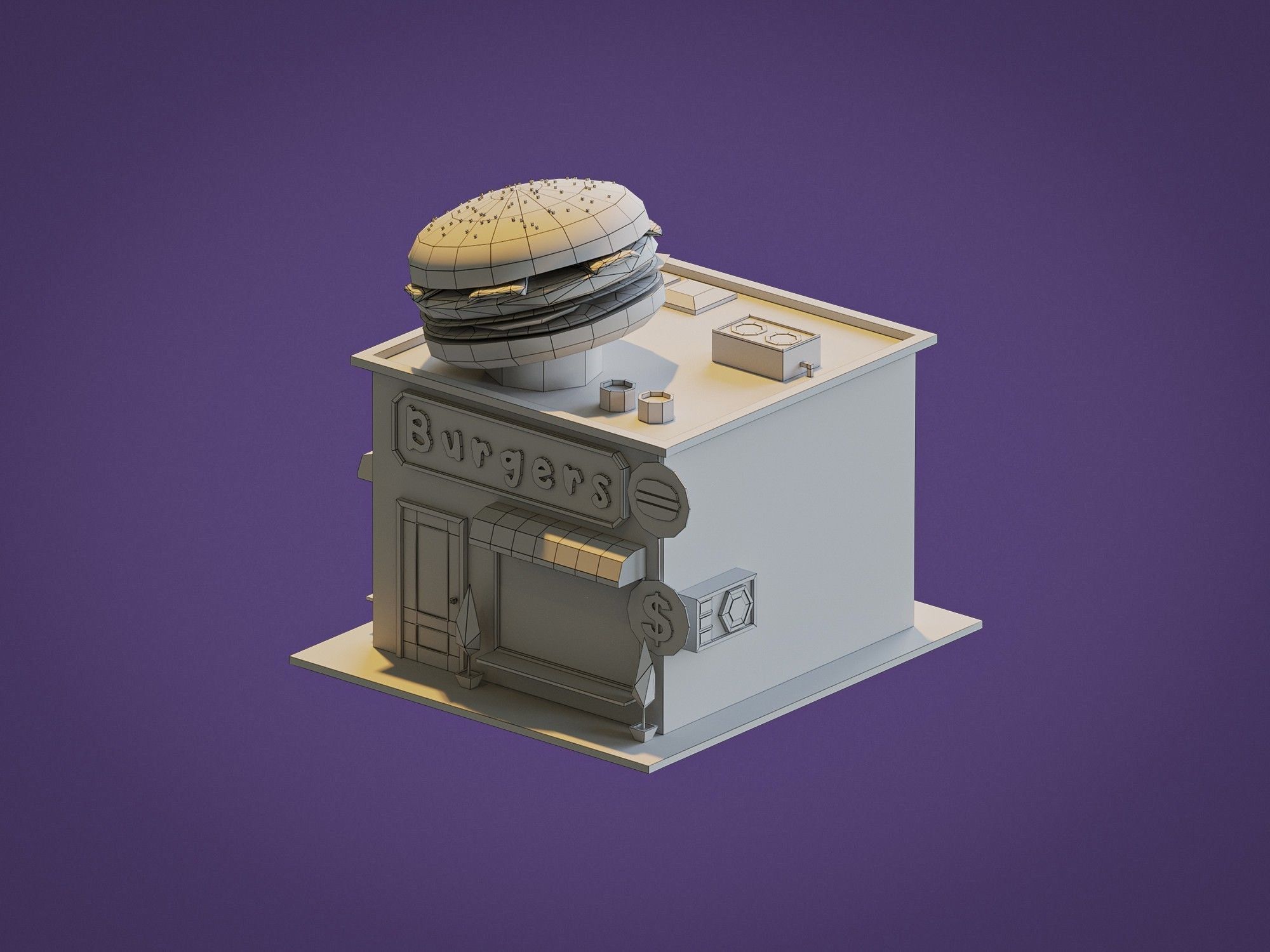 Burger Shop Low-poly 3D model_4