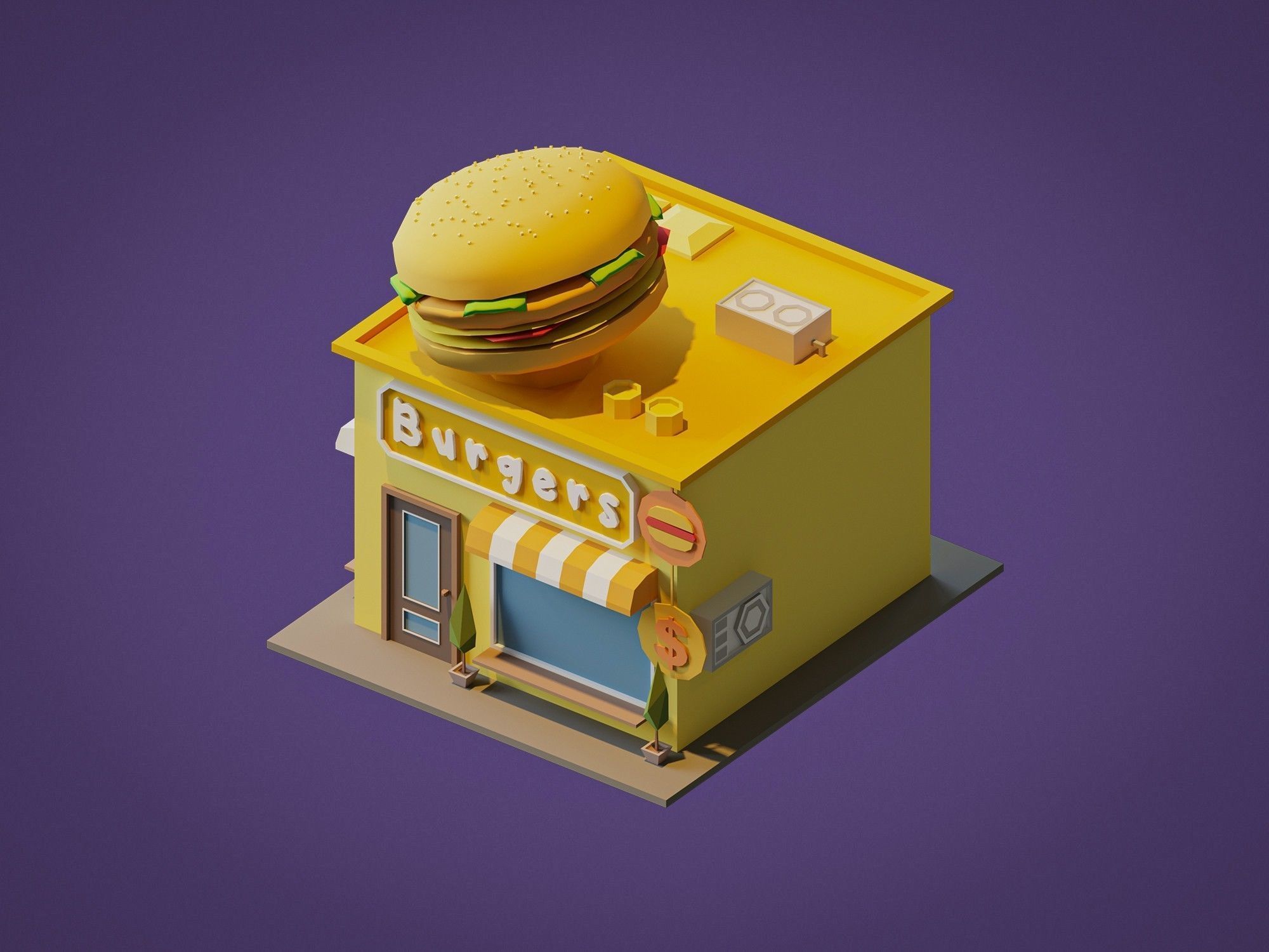 Burger Shop Low-poly 3D model_2