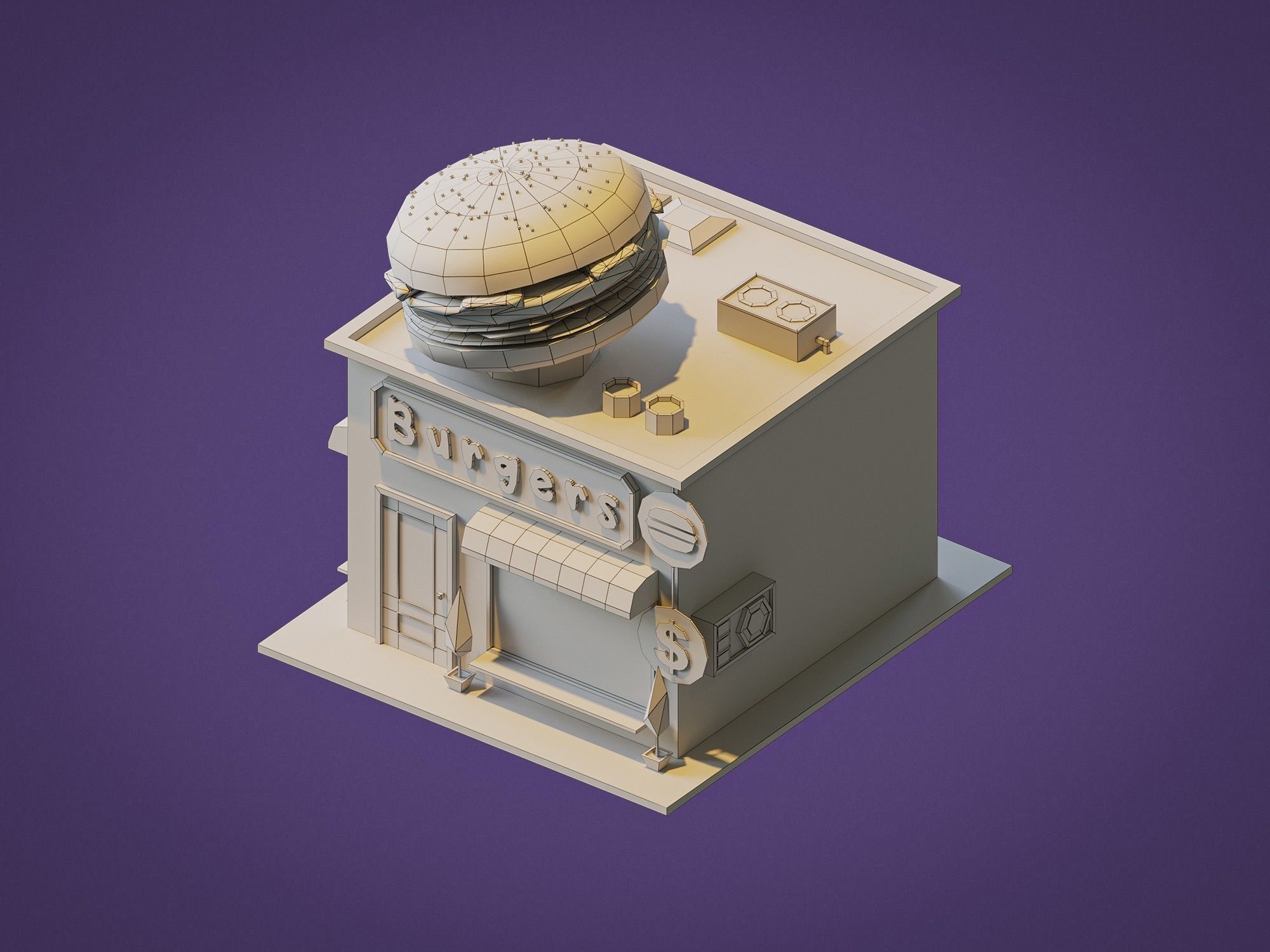 Burger Shop Low-poly 3D model_5