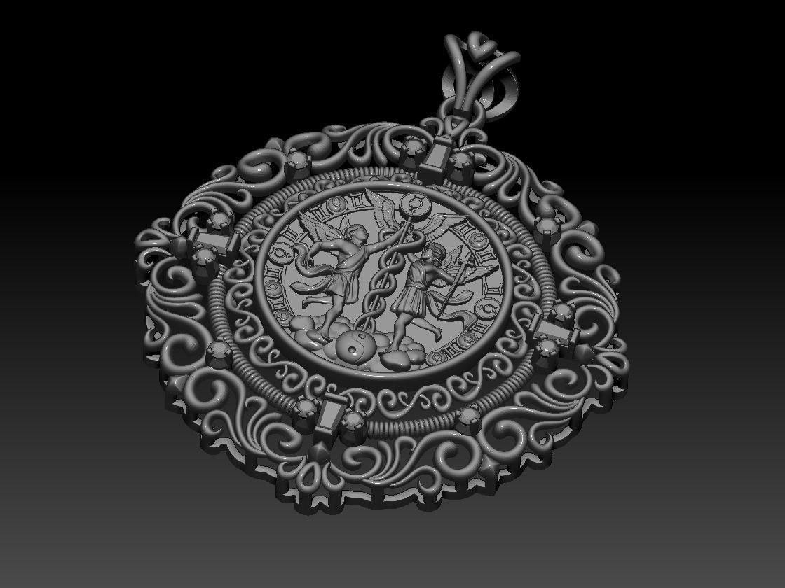 Gemini with Caduceus pendant - Zodiac 3D print model 3D print model_1